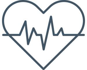 Outline of a heart with an ECG heartbeat line.