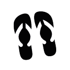 Pair of black and white flip-flops.