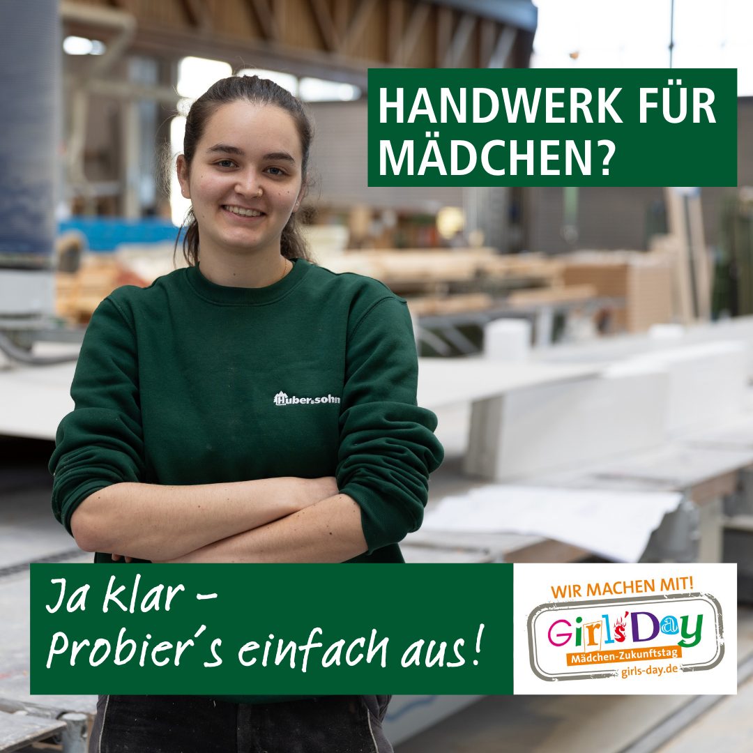 Young woman in a workshop promotes crafts for girls and Girls' Day.