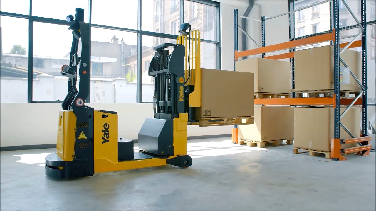 Forklift truck, Automotive design, Floor, Flooring, Wood