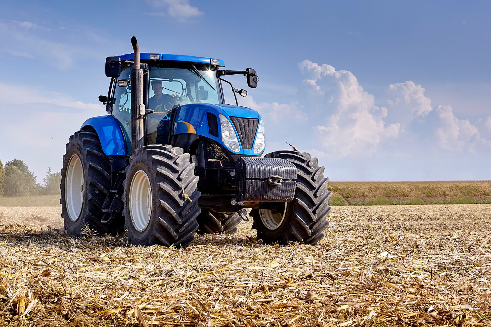 Automotive Wheel System, Land vehicle, Agricultural machinery, Blue, Tractor, Agriculture, Field