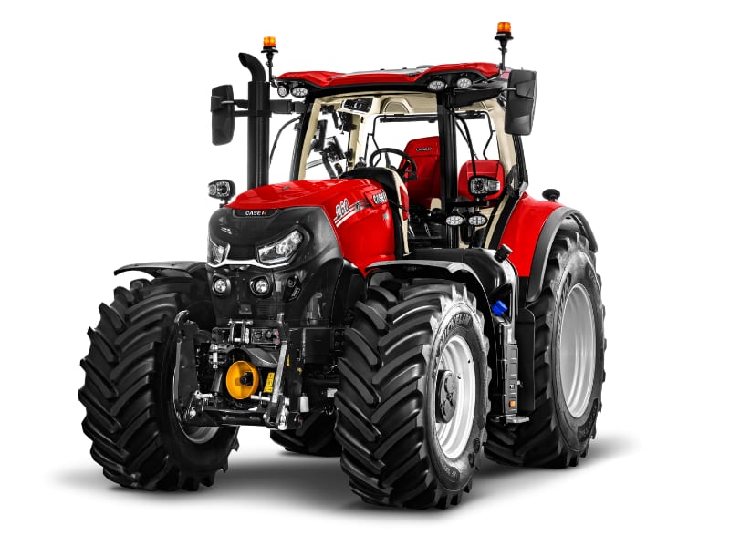 Red Case IH tractor on a white background.