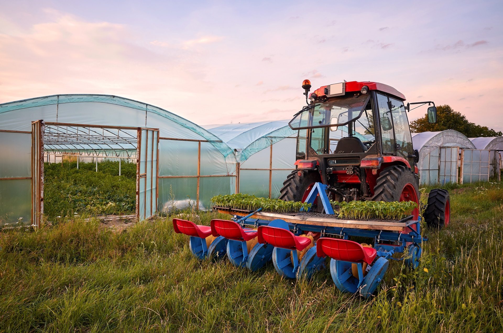 Agricultural machinery, Sky, Plant, Cloud, Ecoregion, Vehicle, Tractor, Grass, Wheel, Grassland