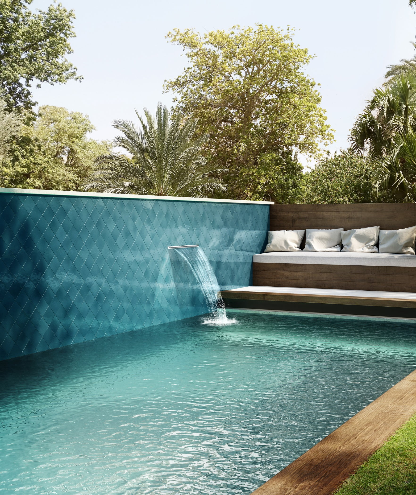 Water resources, Sky, Daytime, Property, Azure, Plant, Tree, Fountain, Watercourse