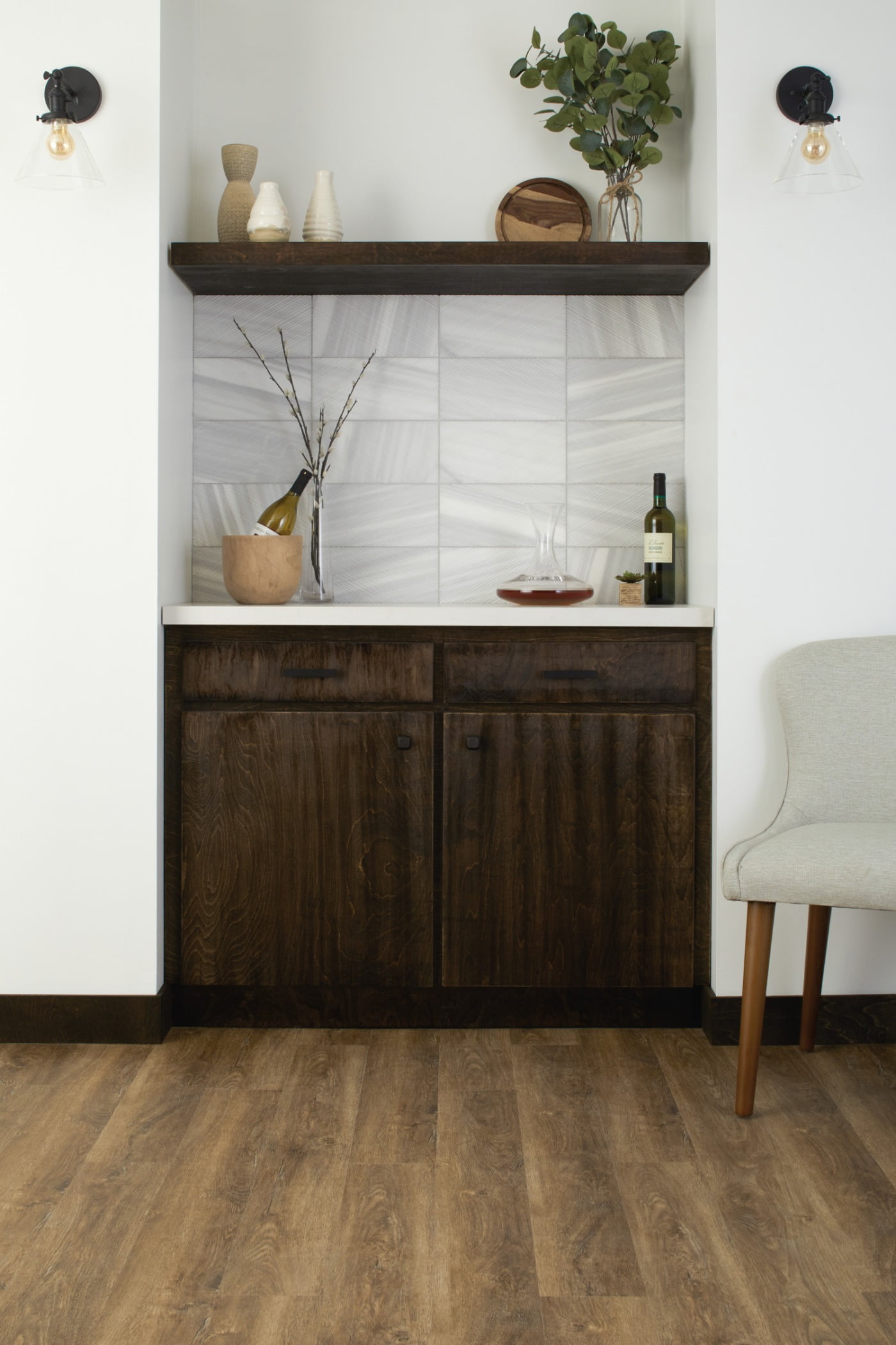 Interior design, Brown, Cabinetry, Furniture, Countertop, Wood, Shelving, Drawer, Shelf, Flooring