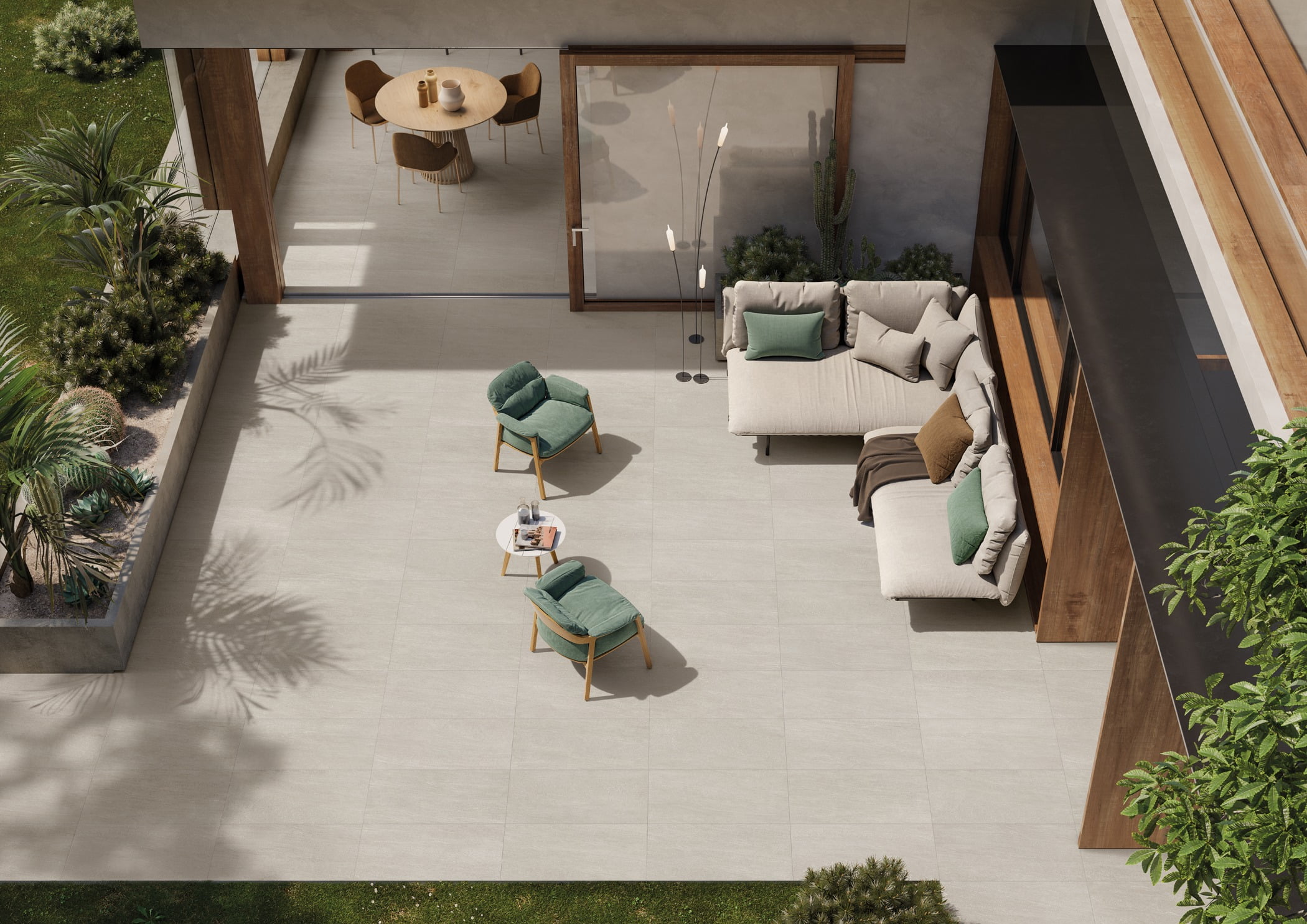 Interior design, Plant, Property, Building, Couch, Architecture, Grass, Flooring, Biome