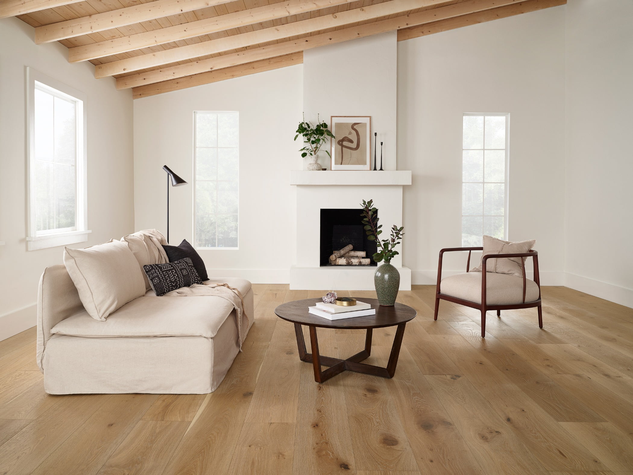 Living room, Couch, Furniture, Plant, Table, Wood, Window, Comfort, Houseplant, Beige