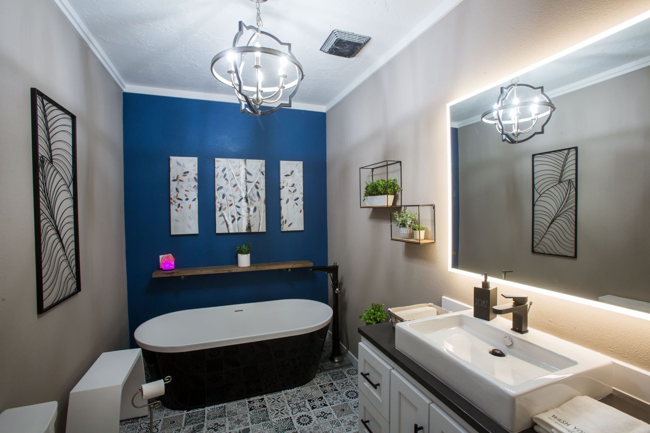 Plumbing fixture, Bathroom cabinet, Mirror, Sink, Tap, Furniture, Property, Building, Azure