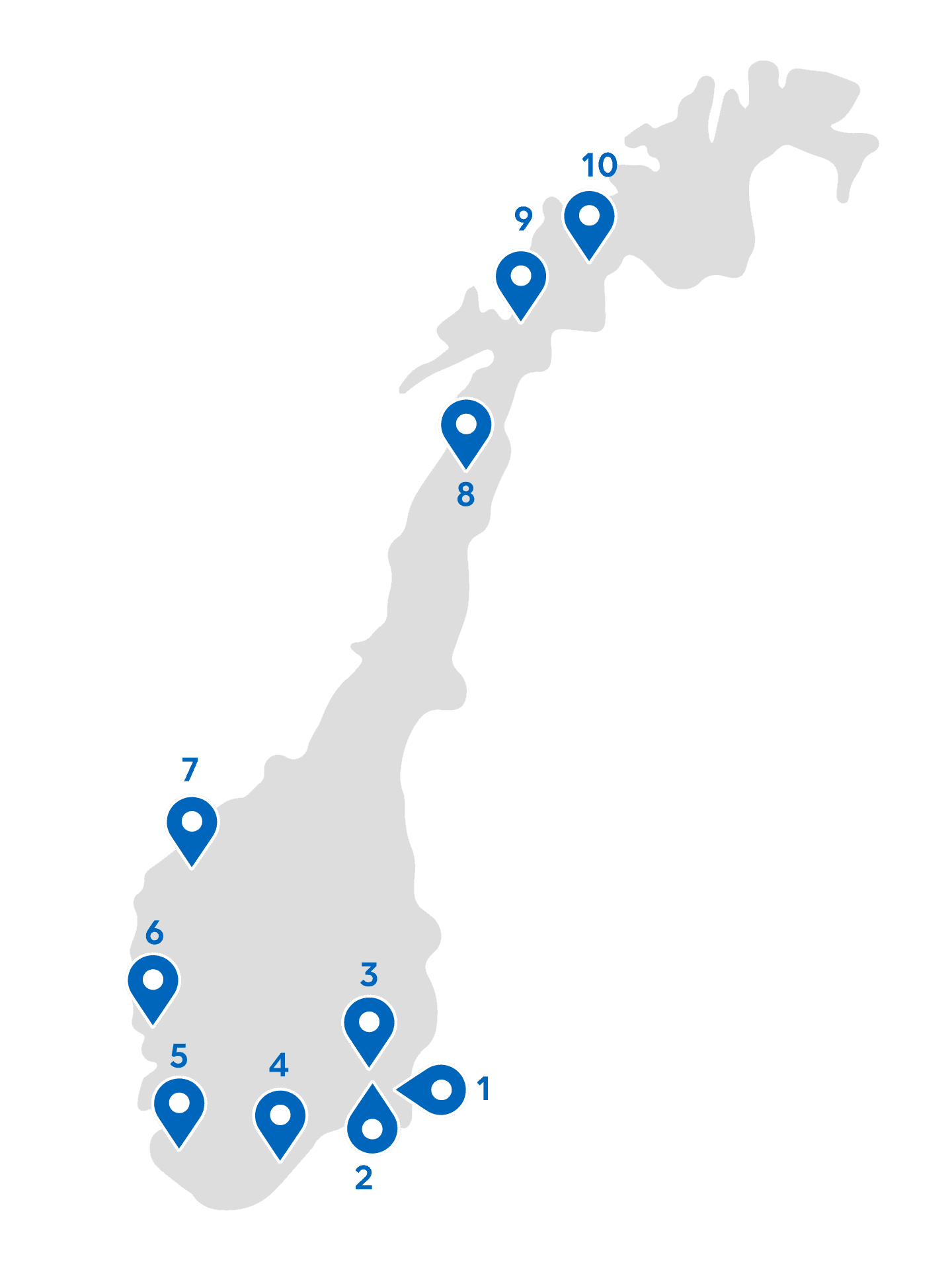 Norgeskart alle avdelinger