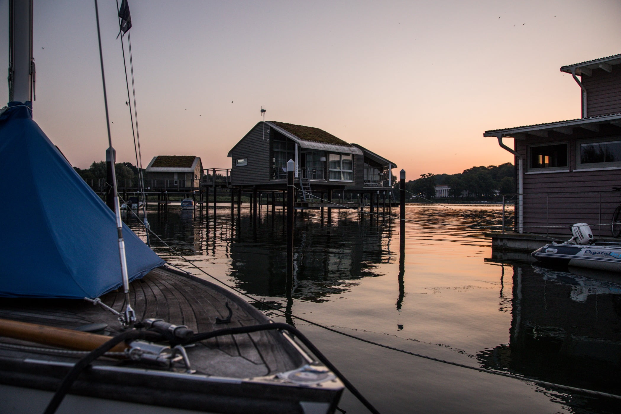 Dock, Home, Boat, Evening, House, Reflection, Channel, Dusk, Watercraft, Waterway