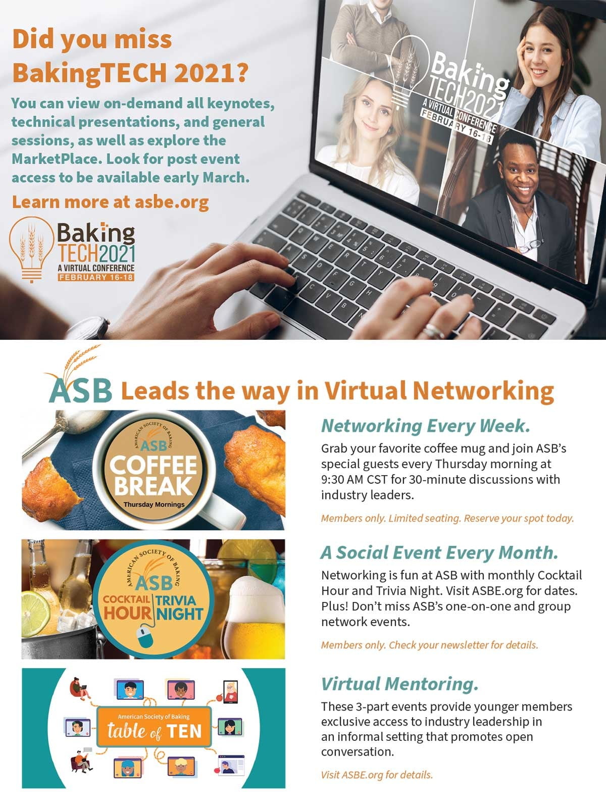 Laptop, Screen, Hands, Headshots, Conference logo, Virtual networking
