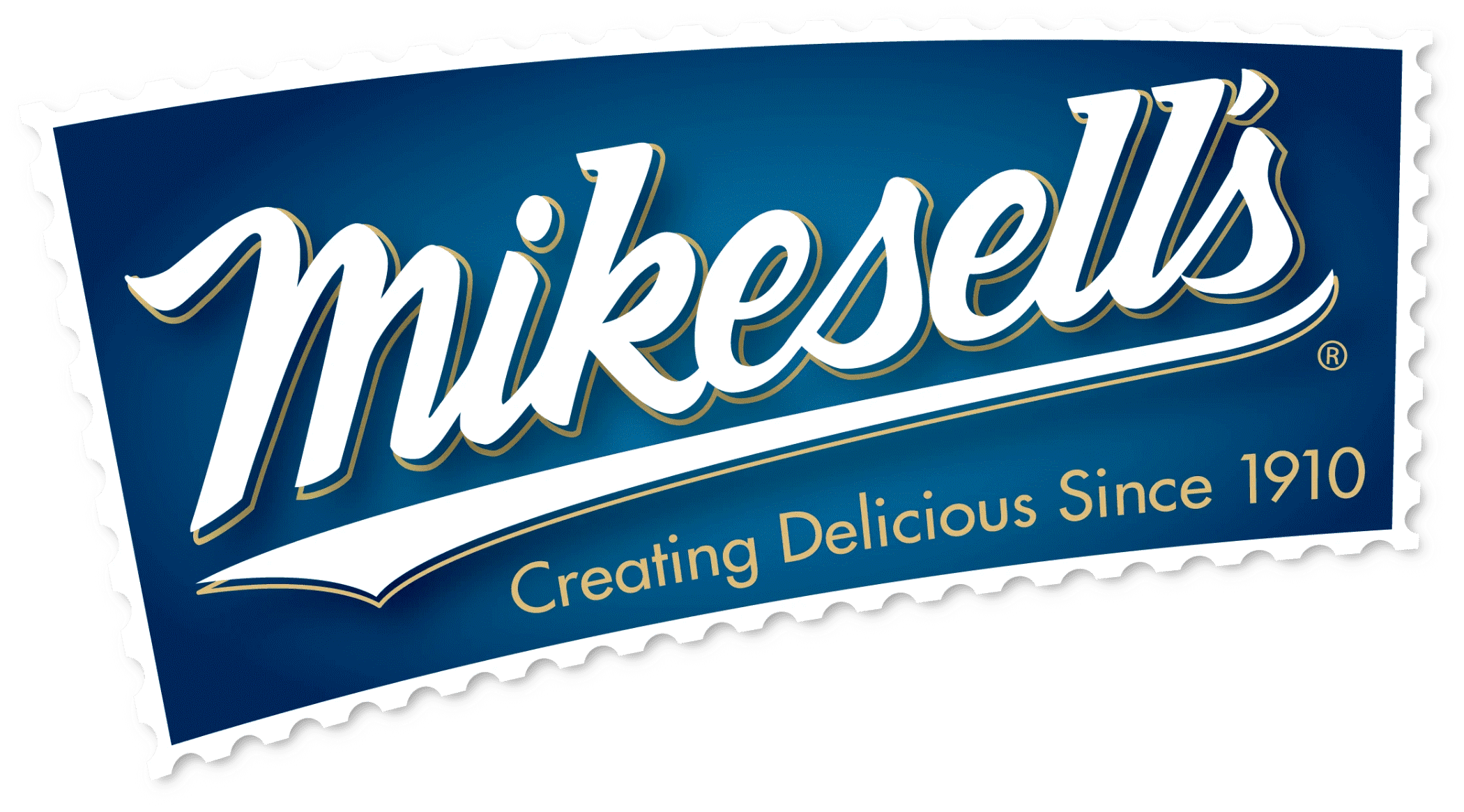 Logo, Rectangle, Font, Blue, White, Scalloped edge