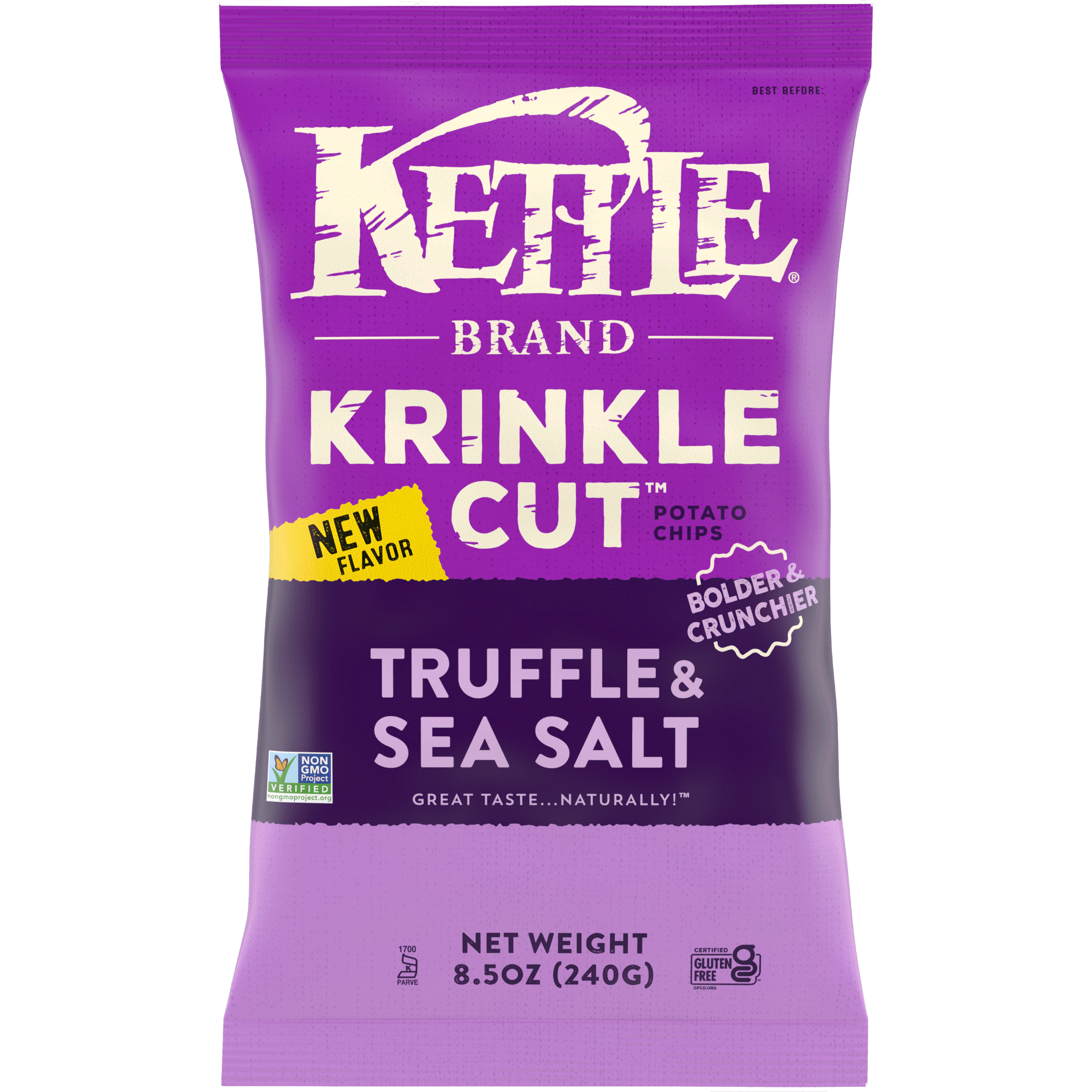 Kettle Brand potato chips, Bag, Potato chips, Packaging, Truffle Sea Salt