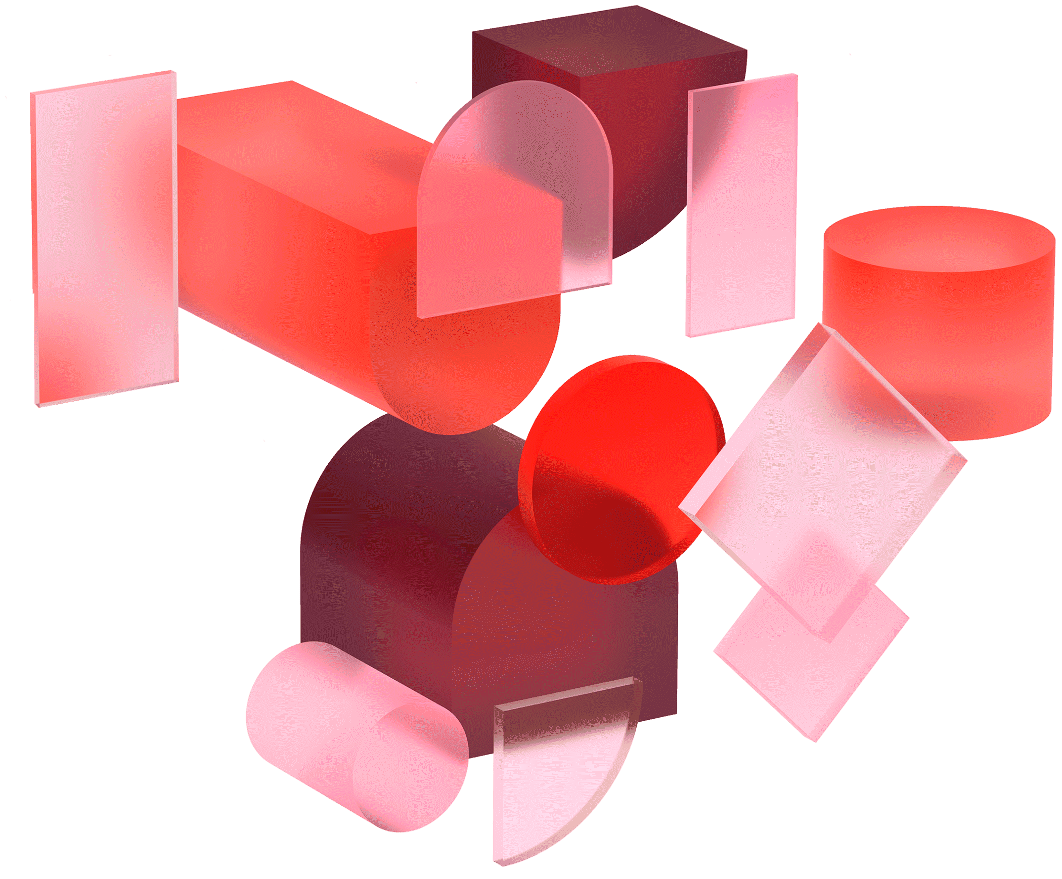 Shapes, Red, 3D