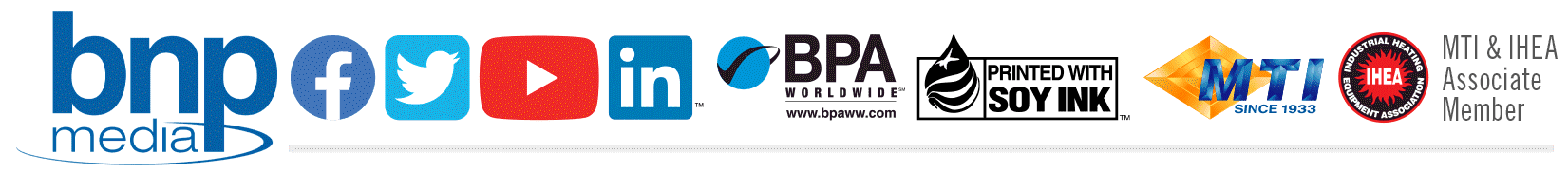 BNP Media, Facebook, Twitter, YouTube, LinkedIN, BPA, MTI, IHEA Logos