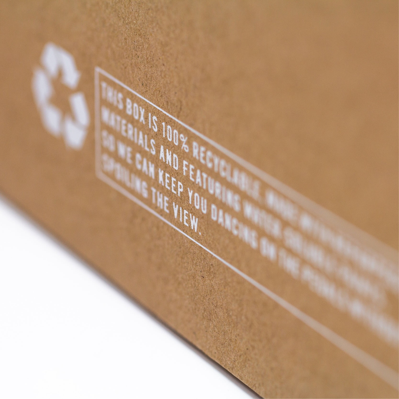 Box with recycling information printed on it