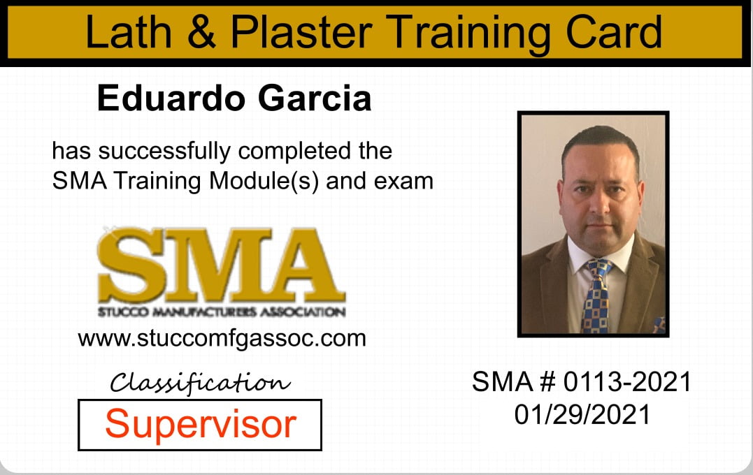 Lath and Plaster Training Card