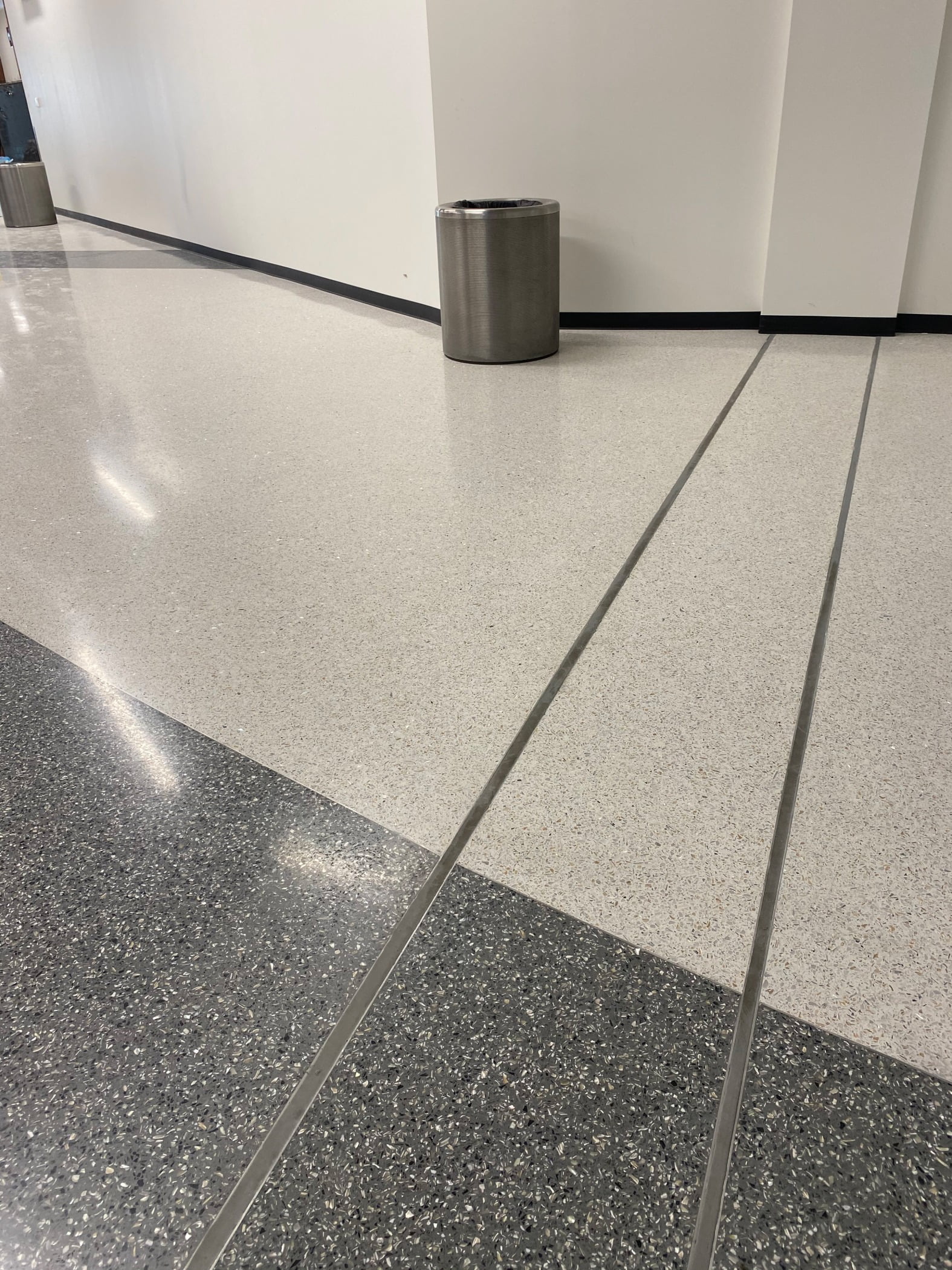 Balcos floor expansion joint covers incorporate the same finished Terrazzo as the surrounding floor for a smooth surface transition that meets ADA guidelines for slip resistance.