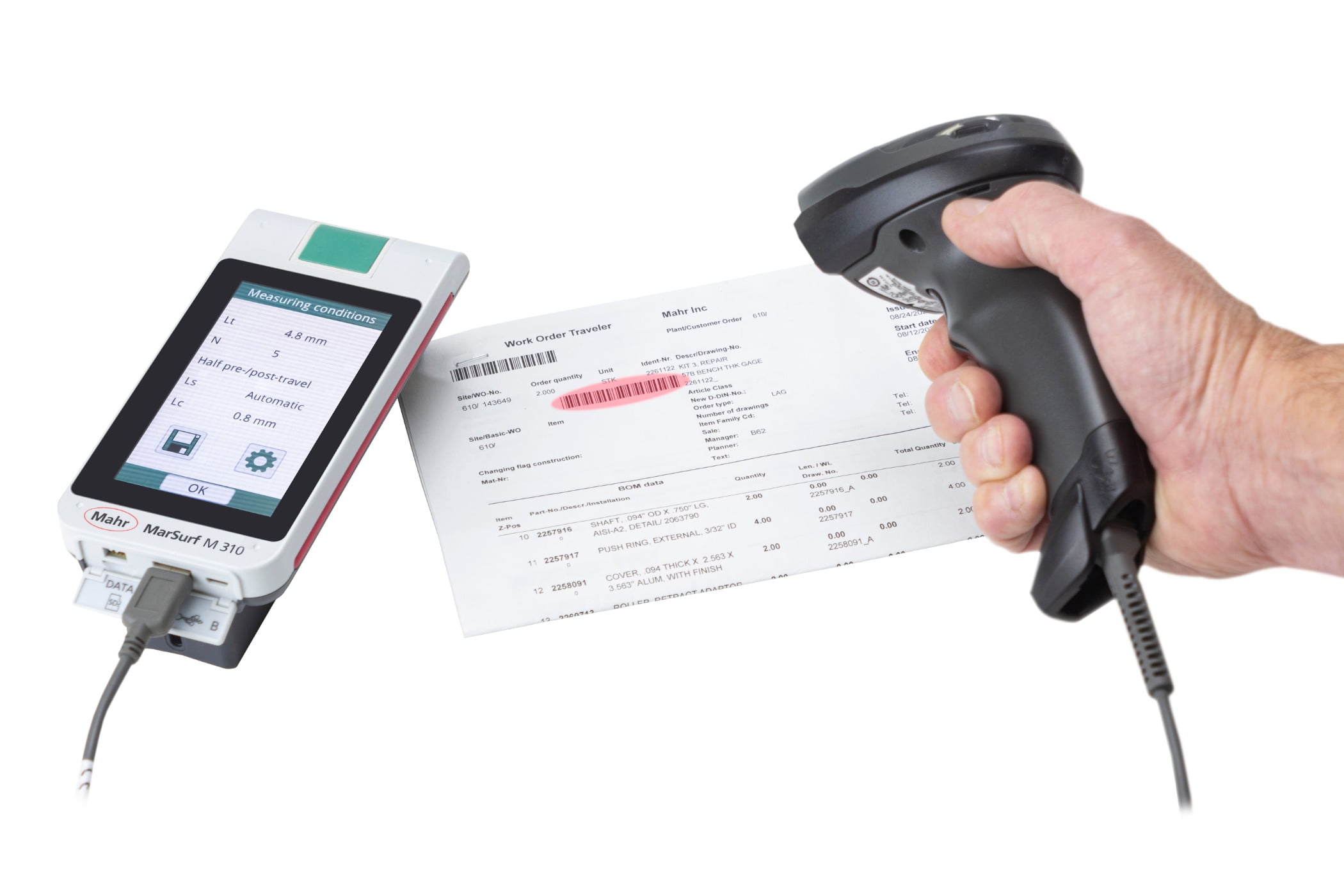 Figure 1: Measuring systems can be used in conjunction with handheld scanners to allow for parameter settings that can eliminate operator influences. Source: Mahr