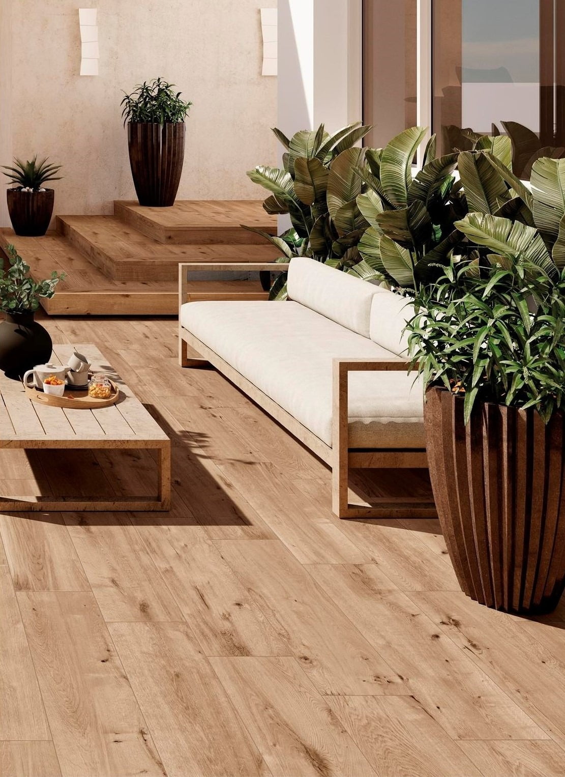 Outdoor furniture, Interior design, Plant, Flowerpot, Wood, Houseplant, Comfort, Rectangle, House, Flooring
