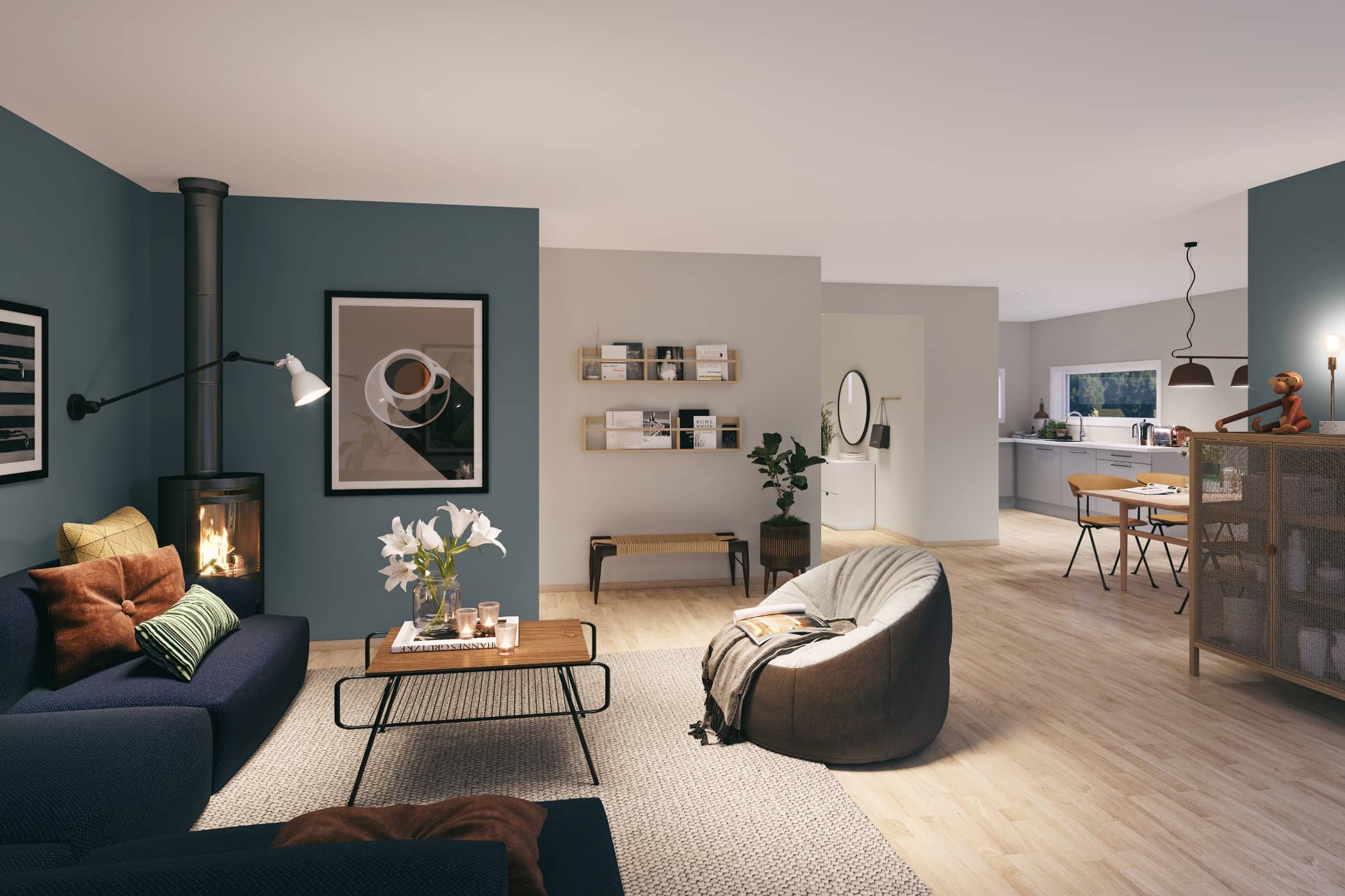 Interior design, Living room, House, Table, Floor, Building, Property, Furniture