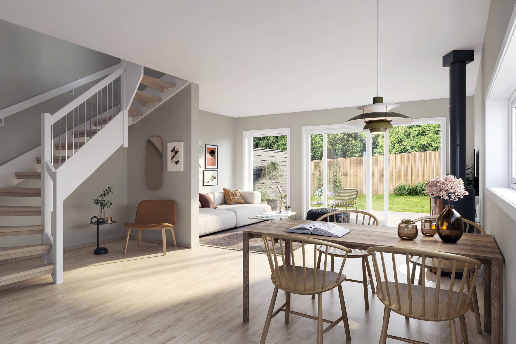 Wood flooring, Interior design, Home, Floor, Ceiling, House, Building, Property, Furniture, Room