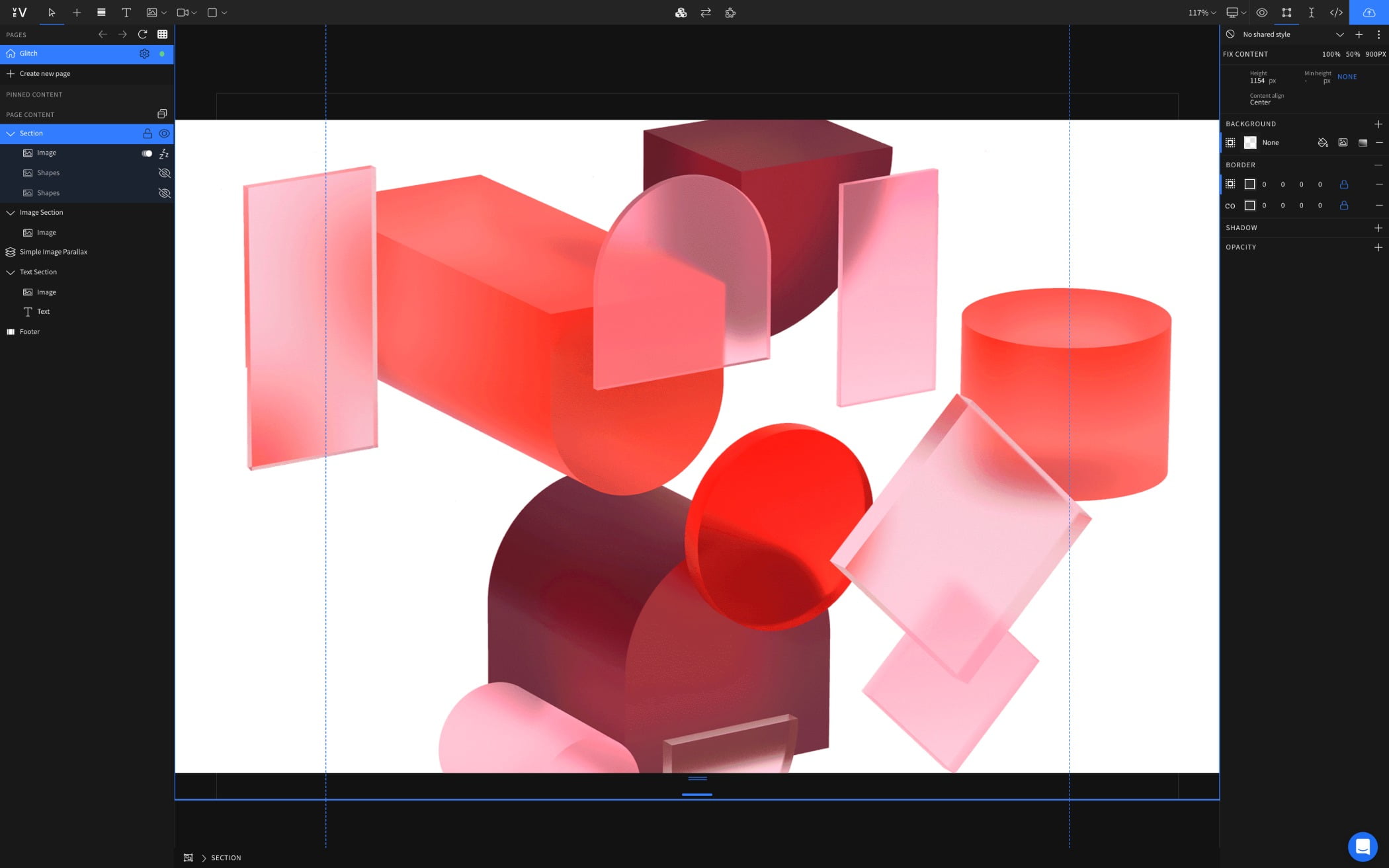 Design Editor, Red shapes in editor