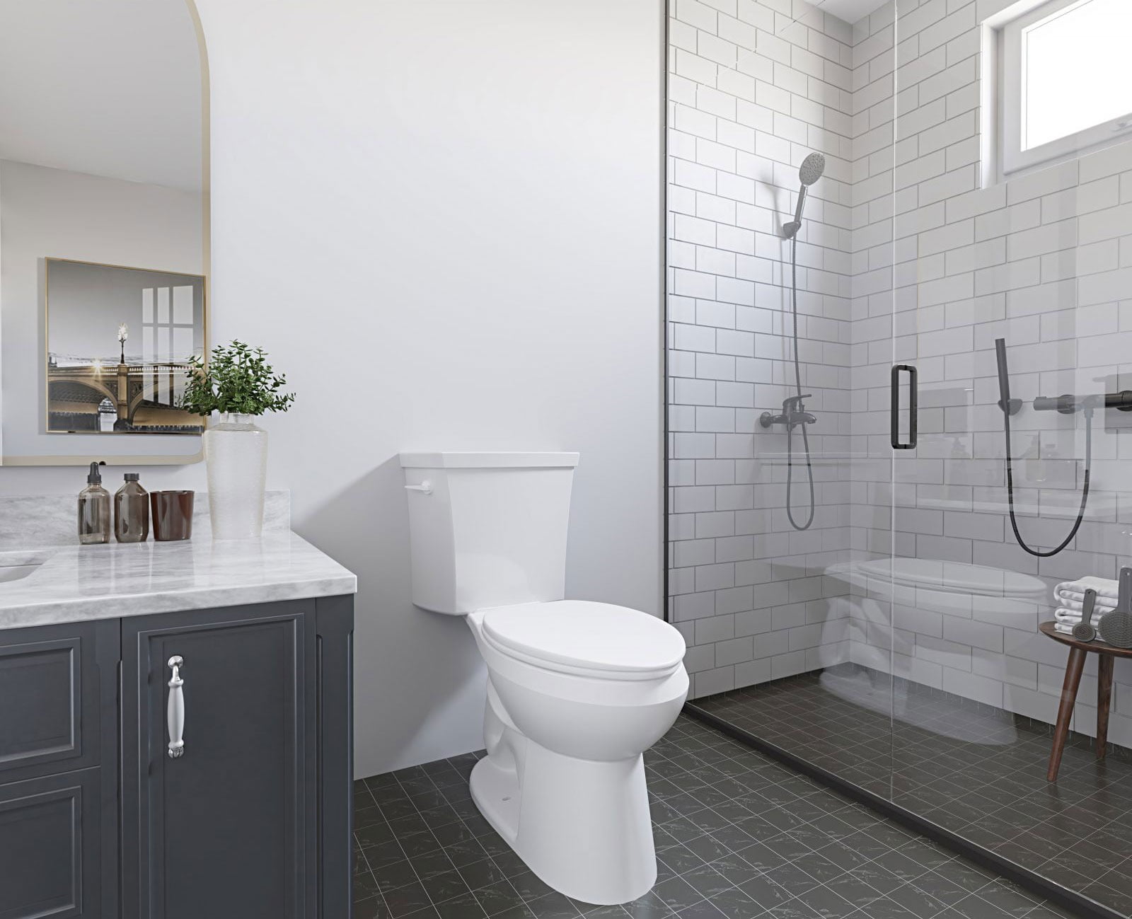 Plumbing fixture, Shower head, Property, White, Bathroom, Cabinetry, Purple, Lighting